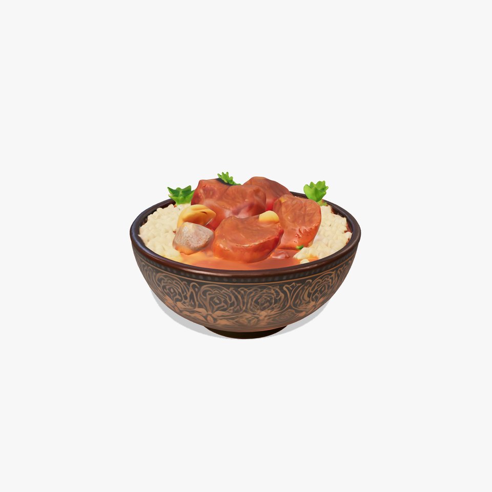 Thai Massaman Curry Bowl 3D Model